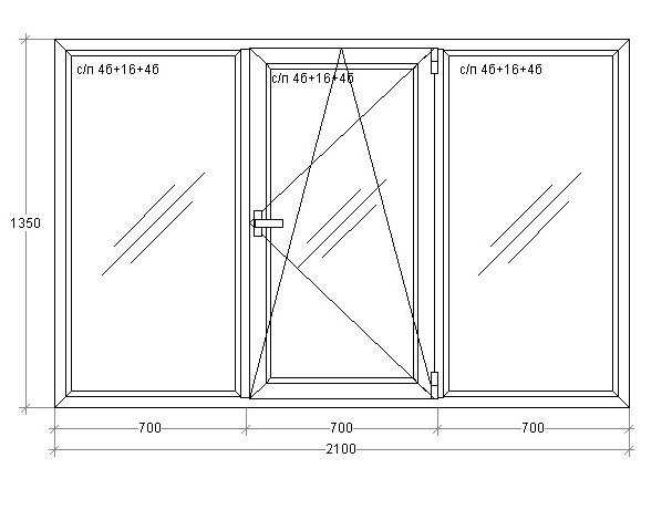 Окно 2100x1350 (5 эт. бетон - Хрущевка) + (кирпичный)