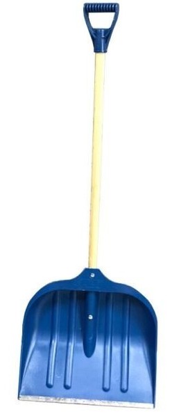 Лопата для снега ABC 440x460 (синяя) с металлической планкой и ручкой