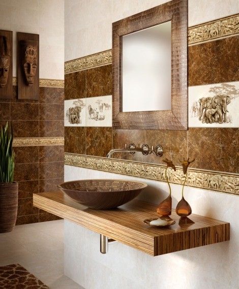 Плитка для ванной SAFARI Интеркерама (светло-коричневая) 230x400мм. Фото 1