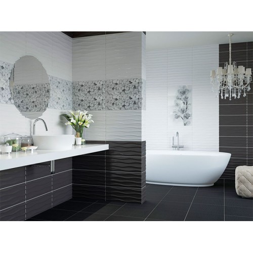 Плитка для ванной Элегия 1Т Керамин (черная) 20x50см. - фото 1
