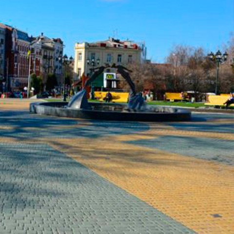 Сухопрессованная тротуарная плитка серая «Старый город» 40 мм. - фото 1
