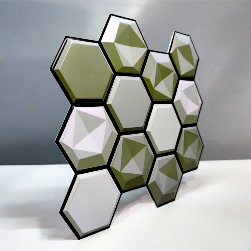 Декоративная ПВХ 3D панель «Соты» Хаки 300x300x5мм. СПП-502