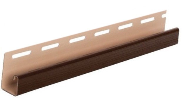 Планка J-trim коричневая «Соффит» - 3,66 м.