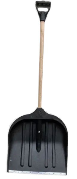 Лопата для снега ABC 440x460 (черная) с металлической планкой и ручкой