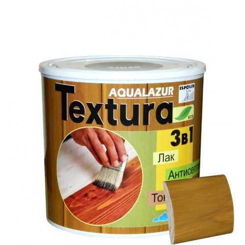 Лак антисептик Textura Aqualazur 3в1 Ispolin (Дуб) 0,75л.