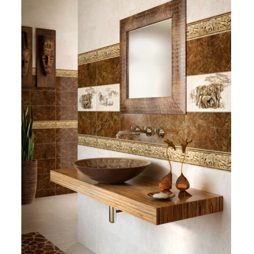 Плитка для ванной SAFARI Интеркерама (тёмно-коричневая) 230x400мм. - фото 2