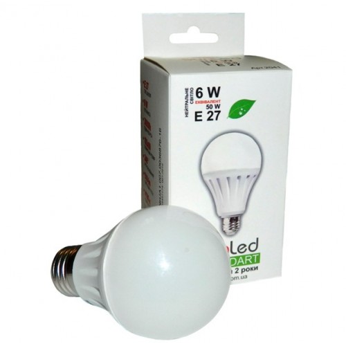 Светодиодная лампа 6W (50w) E27 - 4100к SunLed