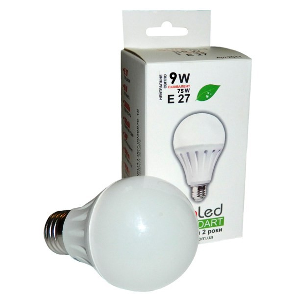 Светодиодная лампа 9W (75w) E27 - 4100к SunLed
