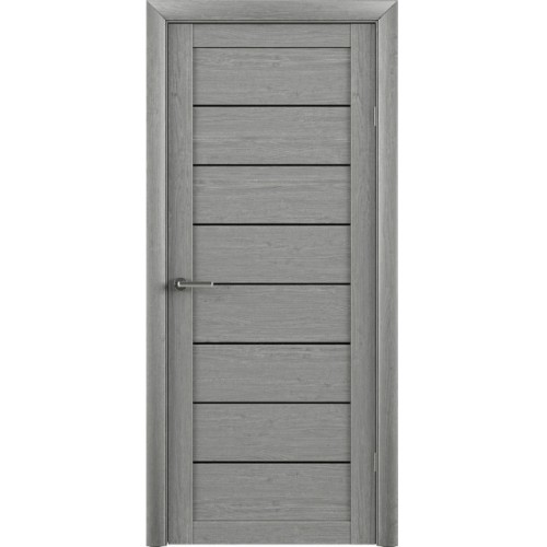 Дверь BELLA T1 EcoTex Серый (Ясень дымчатый) с черным стеклом BLK