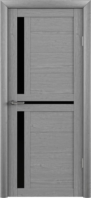 Межкомнатная дверь Albero TINA Т5 Ясень серый (с черным стеклом)