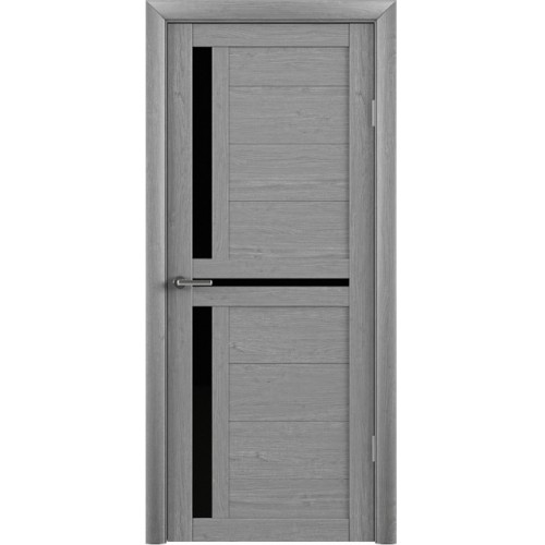 Межкомнатная дверь Albero TINA Т5 Ясень серый (с черным стеклом)