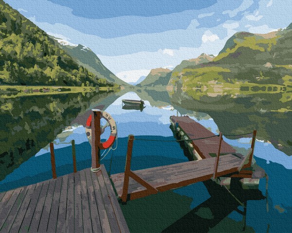 Картина по номерам «Мостик на озере» 400x500 мм.