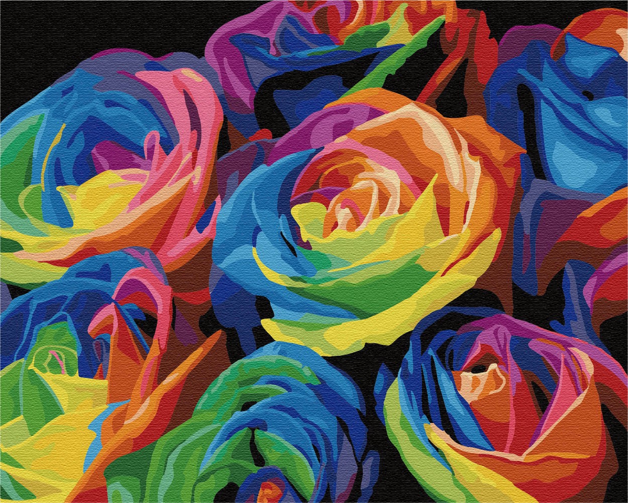 Картина по номерам «Радужные розы» 400x500 мм.