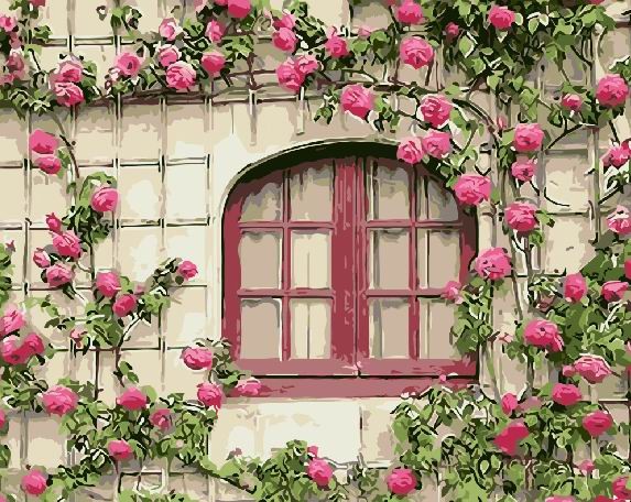 Картина по номерам «Розовые цветы» 400x500 мм.