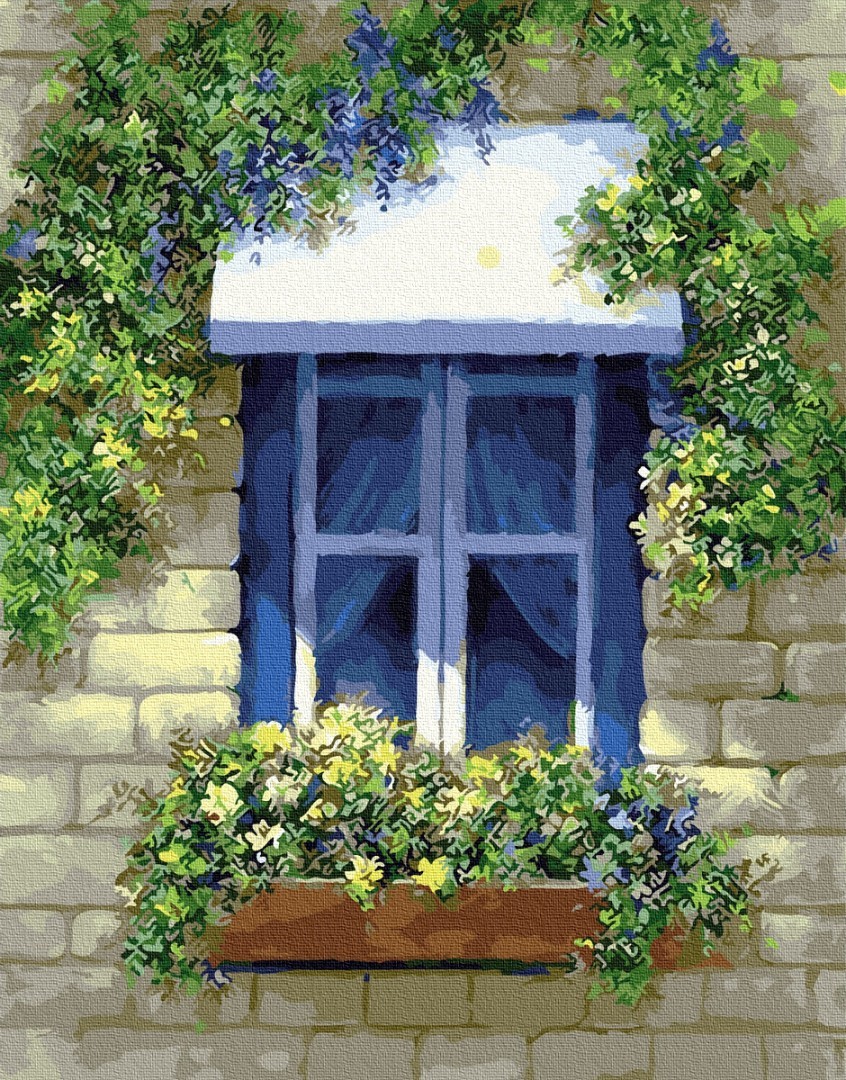 Картина по номерам «Окно в цветах» 400x500 мм.