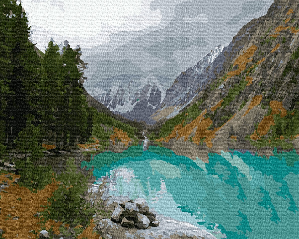Картина по номерам «Вид на горное озеро» 400x500 мм.