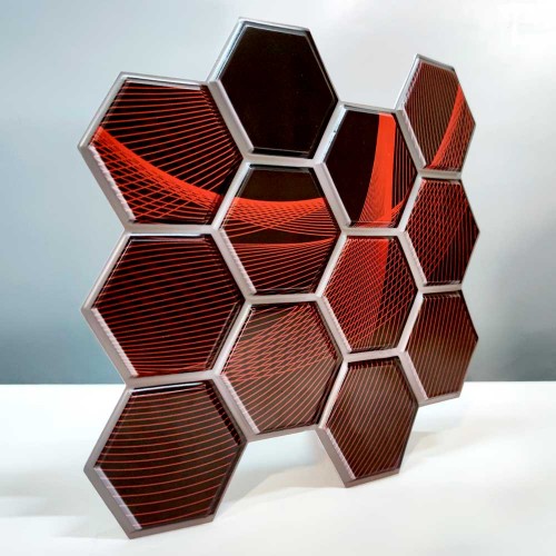 Декоративная ПВХ 3D панель «Красные соты» 300x300x5мм. СПП-503