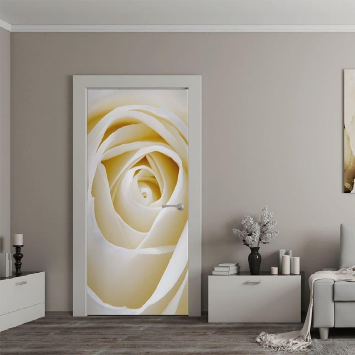 Наклейка на двери «Белая роза» 104x210 см. (300430385)