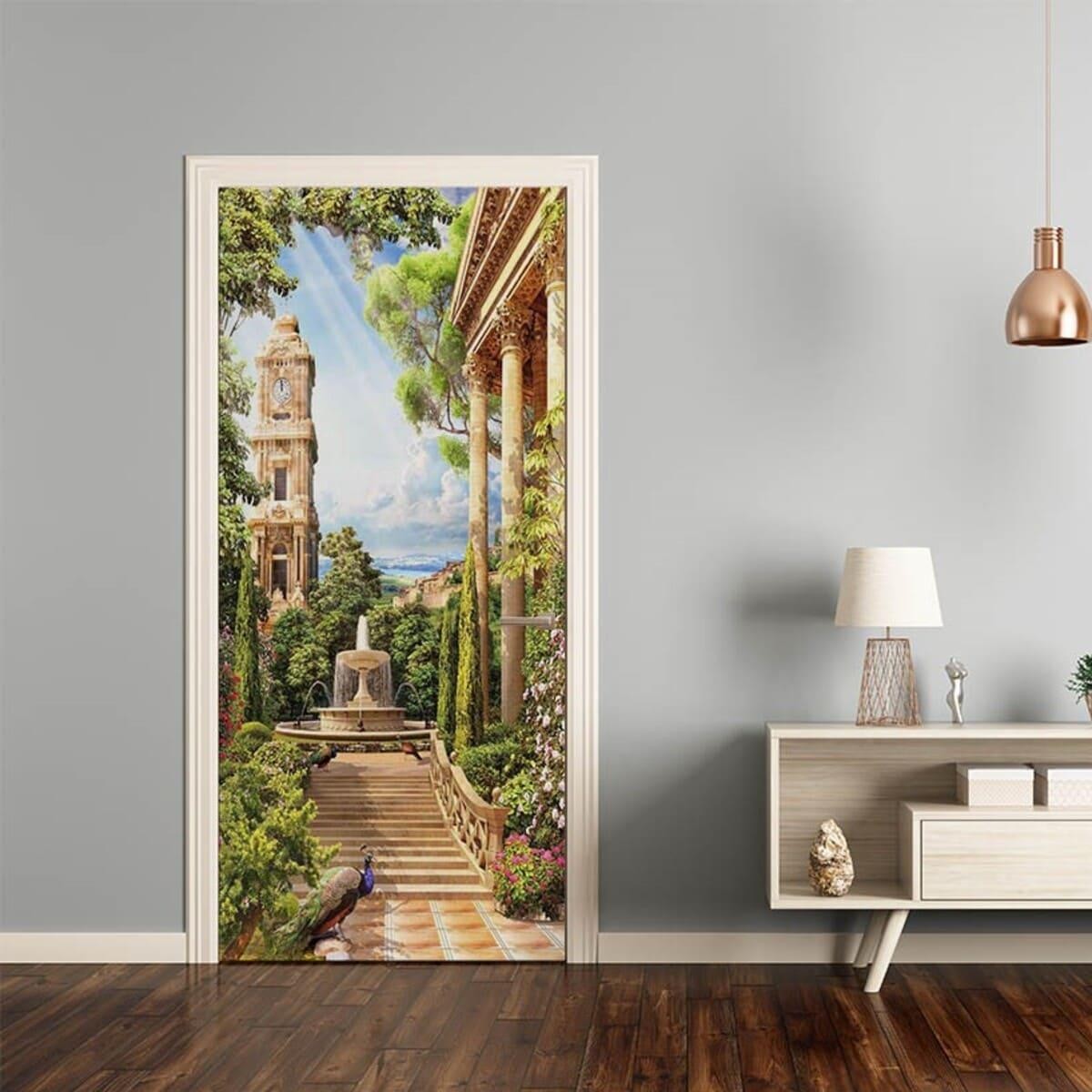 3D наклейка на двери «Райский сад» 104x210 см. (351647312)