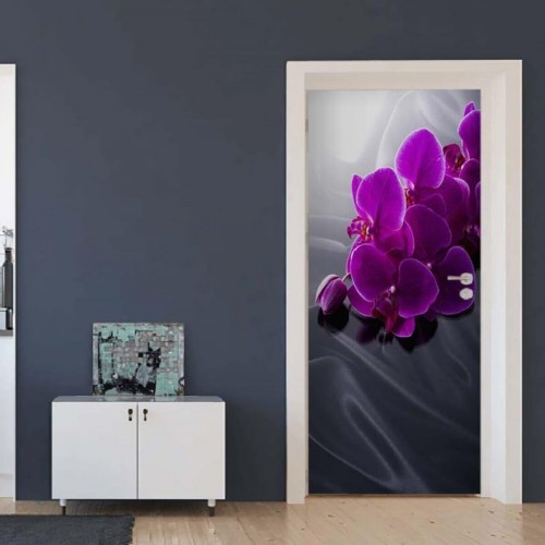 Наклейка на двери «Фиолетовые орхидеи» 104x210 см. (417469495)