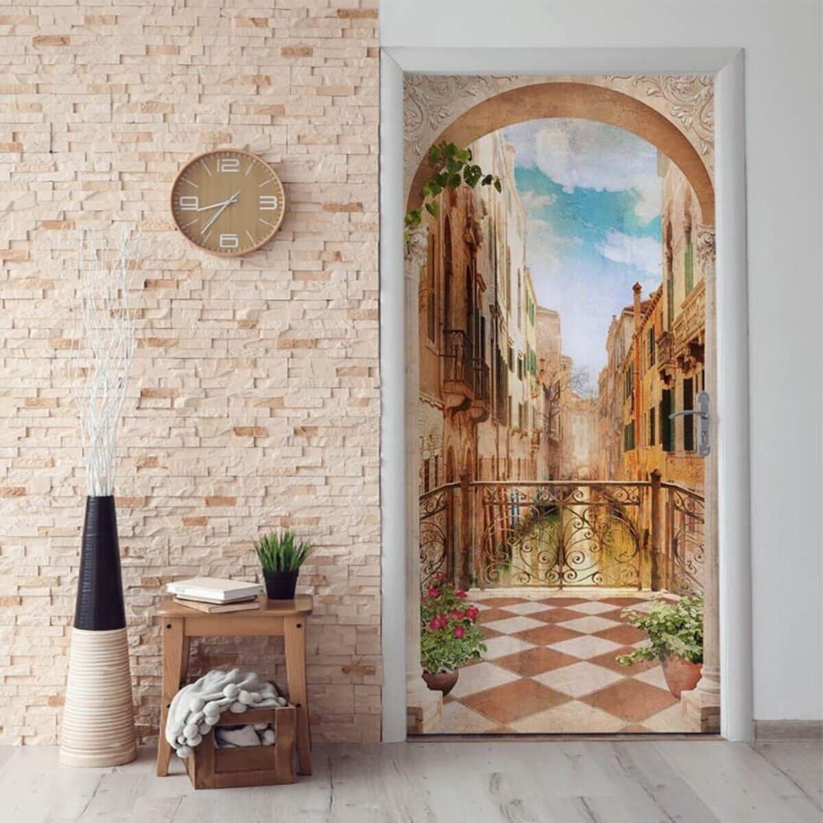 Наклейка на двери «Арка с видом на Венецию» 104x210 см. (504317242)