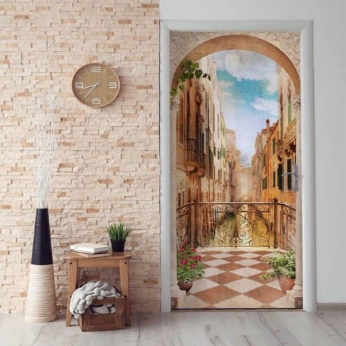Наклейка на двери «Арка с видом на Венецию» 104x210 см. (504317242)