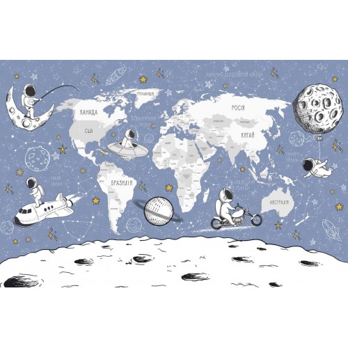 Детская наклейка карта мира «Космос» 94x60 см. (408215)