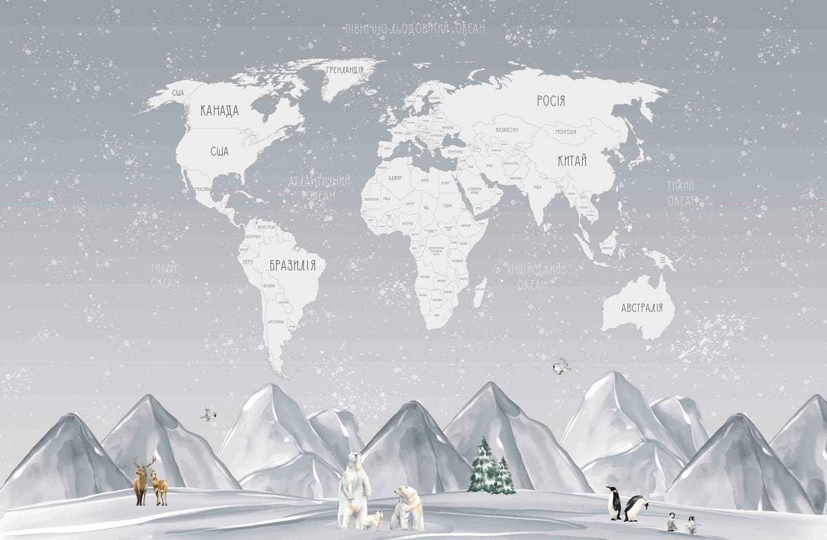 Детская интерьерная наклейка карта «Антарктика» 150x98 см (30220221_3)
