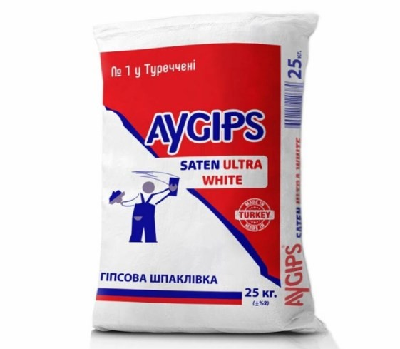 Шпаклевка гипсовая Aygips Saten Ultra White (Турция) 25кг.