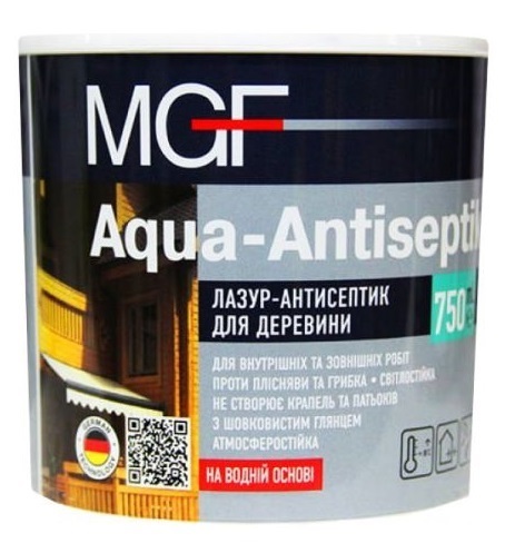 Лазурь для дерева MGF Aqua-Antiseptik (белый) 0,75л.
