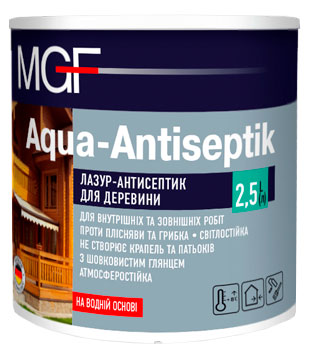 Лазурь для дерева MGF Aqua-Antiseptik (белый) 2,5л.