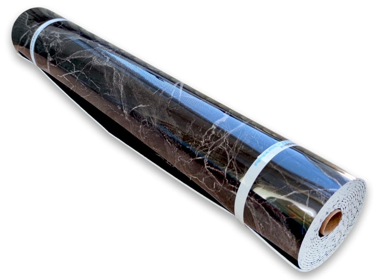 Виниловая плитка в рулоне черный мрамор «Black marble» (81036-1) 3000x600x2мм. - фото 4