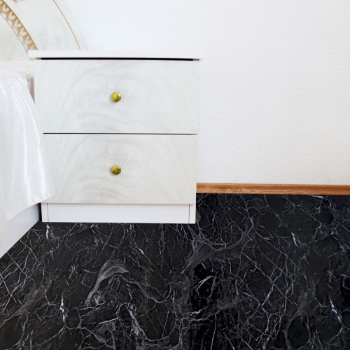 Виниловая плитка в рулоне черный мрамор «Black marble» (81036-1) 3000x600x2мм. - фото 3