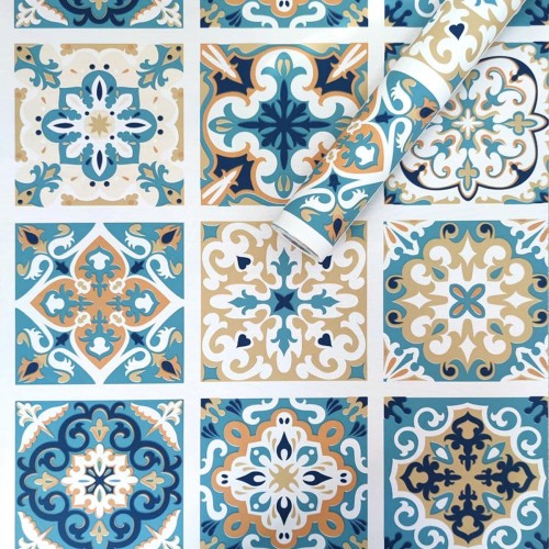 Самоклеющаяся пленка на бумажной основе «Винтажная голубая мозаика» 0,45х10м (MM-3186-2)