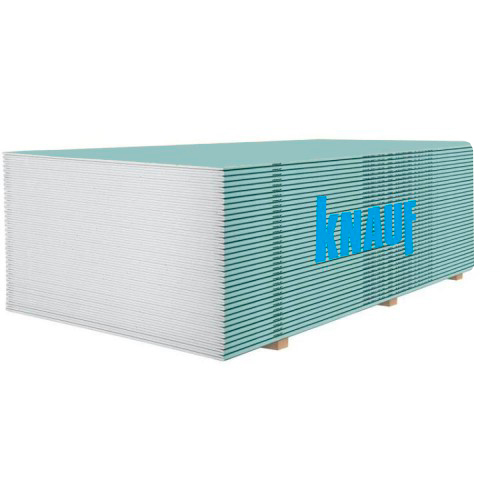 Гипсокартон стеновой влагостойкий KNAUF 1.2 x 2.0 x 12,5 мм.